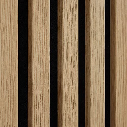Image of MCW Sample Acoustic Slat Wall Panel - Decorative & Sound Absorbing Wooden Slatted 3D Feature Wall Pannelling 220 x 100 x 21mm (Oak Natural)