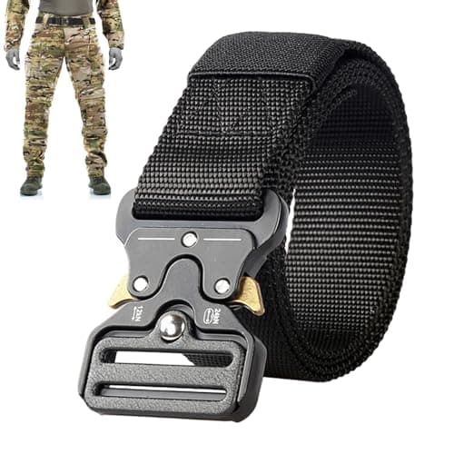 Image of MEKEET 1PCS Military Belts for Men Breathable and Adjustable Canvas Nylon Work Belts for Men with Heavy Duty Buckle Quick Release Tactical Belt for Daily Working and Outdoor Sports (Black)