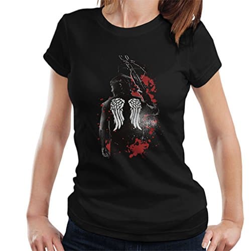 Image of Cloud City 7 Walking Dead Daryl Dixon Wings and Crossbow Women's T-Shirt Black