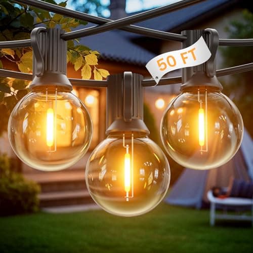 Image of Garden String Lights, 15M/50FT Waterproof Shatterproof Led Festoon Lights, 25+2 Indoor Outdoor Globe Led String Bulbs for Garden, Pergola, Yard, Wedding, Christmas, Backyard, Terrace, Party, Patio