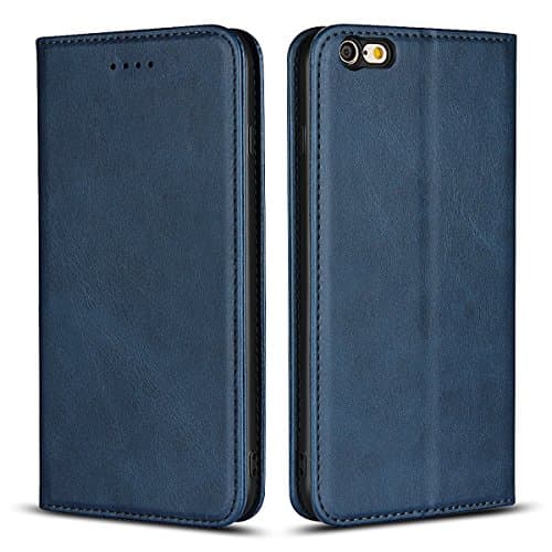 Image of Copmob iPhone 6 Plus/6S Plus, Premium Flip Wallet Leather Case [Magnetic Closure] [3 Slots], [Stand Function] Built-in TPU Case Cover for iPhone 6 Plus/6S Plus – Blue