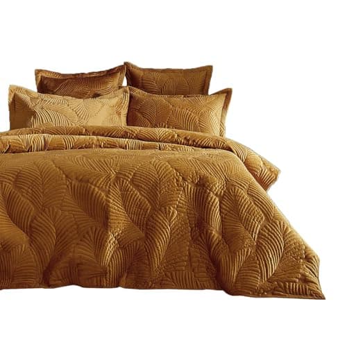 Image of Paoletti Palmeria Quilted Pillowcase – Luxe Embossed Velvet Oxford Pillowcase (Gold – 48x74cm)