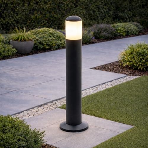 Image of CGC Lighting Outdoor Post Light Black Bollard Garden Outside Pathway Driveway Landscape E27, Mains Power