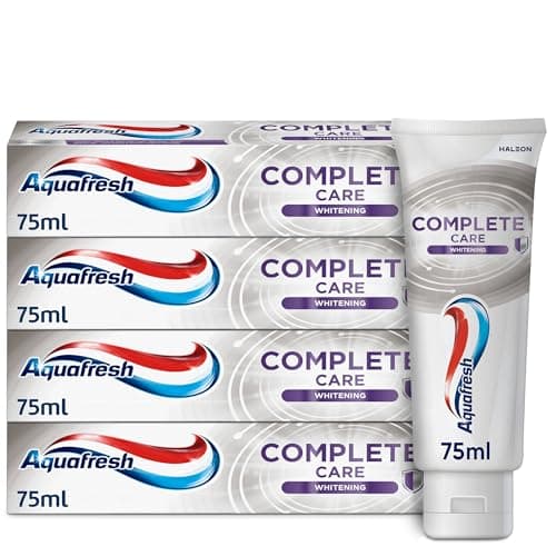 Image of Aquafresh Complete Care Whitening Fluoride Toothpaste. Helps Restore Your Teeth’s Natural Whiteness. Actively deep Cleans and freshens Whole Mouth. (Pack of 4)