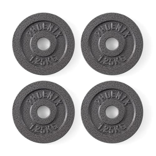 Image of Phoenix Fitness Cast Iron Weight Plates - 1-Inch Free Weight Plate for Barbell Dumbbell Bars, Weightlifting & Strength Training at Home Gym - Set of 4, 1.25kg