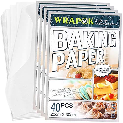 Image of WRAPOK Baking Parchment Paper Greaseproof Cooking Sheets White Non-Stick Pre-Cut Liners for Kitchen Home, 8 x 12 Inch (160 Count)