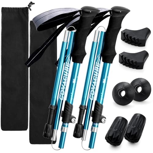 Image of COVACURE Hiking Poles Collapsible Trekking Poles - Aluminum Alloy 7075 Walking Sticks with Telescopic & Foldable Tri-fold Design Hiking Gear for Women Men, Camping, Climbing