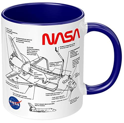 Image of PAPAYANA - Space Shuttle NASA - Printed Ceramic Mug on Both Sides 325ml 11oz - Large Choice of Colours - Dark Blue