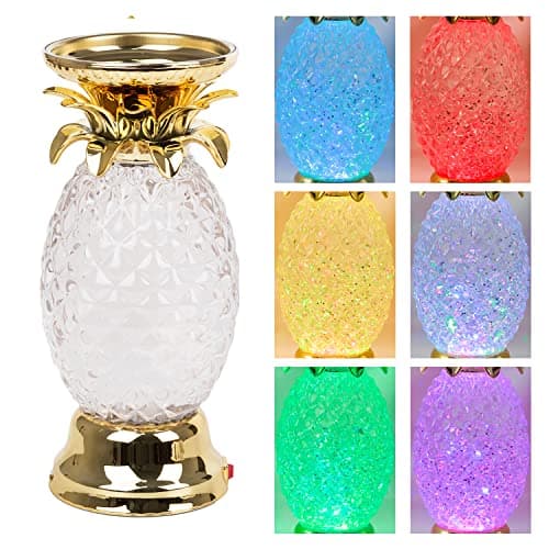 Image of YAKii 9.5" Pineapple Lamp LED Color Changing,Tornado Maker Science Toy, Battery/USB Cable Operated,Christmas Day Decoration Golden