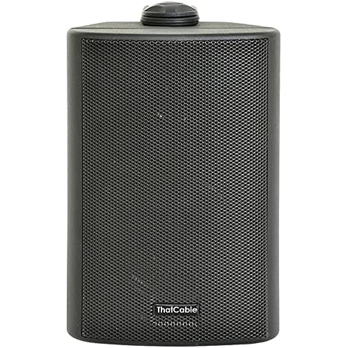 Image of 6.5” 120W Black Outdoor Rated Speakers *Wall Mounting HiFi Brackets Included* 8Ohm & 100V Perfect for Outside Garden Parties, Rain & Weatherproof IP54 Passive Cabinet - Loops