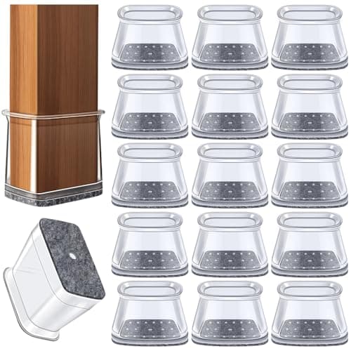 Image of 32Pcs Chair Leg Floor Protectors, Rectangular Protectors For Furniture Legs, Furniture Sliders, Silicone Chair Leg Caps For Protecting Hardwood Floors(Extra Large Fit Length:50-64mm,Width:25-38mm)