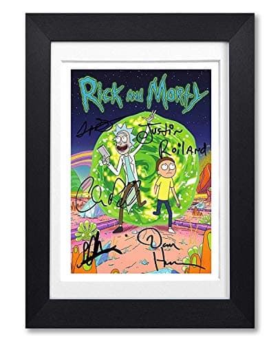 Image of Memorabilia Rick & Morty Cast Signed Autograph Autographed A4 Poster Photo Print Photograph Picture TV Show Series Season Framed DVD Boxset Gift & (A4 Black Framed & Mounted)