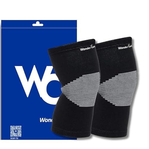 Image of Wonder Care Black Bamboo Knee Sleeves for Men/Women, Support for Running, Gym, Badminton, Sports, Compression | Perfect Knee Brace for Pain and Enhanced Comfort - 1 Pair(XXL)