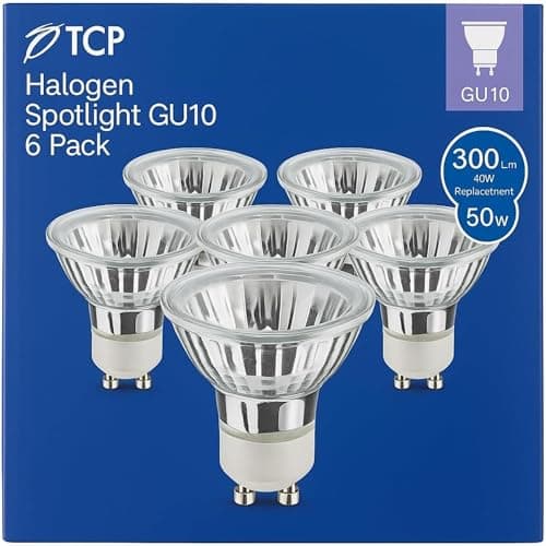 Image of DUAS GU10 Halogen Spot Light Bulbs 50W Dimmable Warm White 2800K 300Lm 30° Beam – Energy Class C – Pack of 6 or 12 – Perfect for Kitchen, Living Room & Ceiling Downlights (Pack of: 6 Pack)