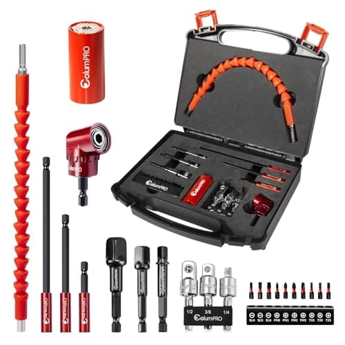 Image of ColumPRO 22PCS Flexible Drill Bit Extension Set, Drill bit Extension, Universal Socket, Right Angle Drill Attachment, Drill bit Holder Set, Socket Adapter Set & Screwdriver Bit Set.