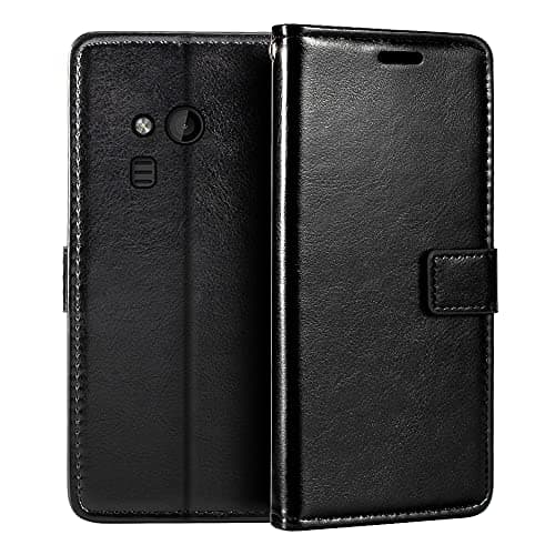 Image of PU Leather Phone Wallet Case Compatible with Microsoft Nokia 216, Magnetic Flip Cover with Card Slots, Full Protection and Stand Function
