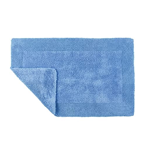 Image of Allure Heavyweight Reversible Bath Mat, 100% Cotton, Super soft, Washable, Large Size 53cm x 85cm (Cornish Blue)