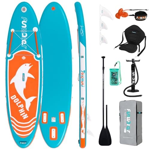 Image of FunWater SUP Inflatable Stand Up Paddle Board 10'6" Ultra-Light with Inflatable Board,ISUP Accessories,Three Fins,Adjustable Paddle, Pump,Backpack, Leash,Waterproof Bag