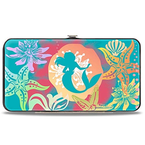 Image of Buckle-Down Women's Hinge Wallet - Little Mermaid Ariel, 7" x 4", Multicolour, Faux Leather & Stainless Steel, 2 Billfolds, 4 Card Slots, Windowed ID Holder, Hinged