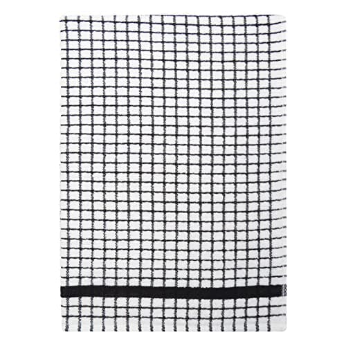 Image of Samuel Lamont & Sons Poli-Dri Tea Towel Black, Size 50cm x 70cm, 100% Cotton Terry Towelling, Ultra-absorbent & Super Soft, Machine washable, Black, One Size