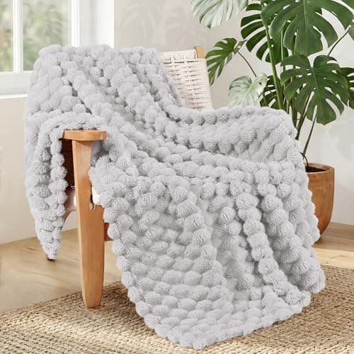 Image of Whale Flotilla Throw Blanket for Sofa with Expanded 3D-Jacquard Pattern, 130x150 CM Fuzzy Soft Cozy Exquisite Blankets or All Season, Warm and Fluffy, Light Grey
