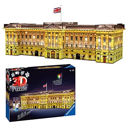 Image of Ravensburger Buckingham Palace 3D Jigsaw Puzzle for Adults and Kids Age 8 Years Up - Night Edition with LED Lighting - 216 Pieces + Accessories - No Glue Required
