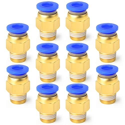 Image of ERGAOBOY 10 Pcs 4mm Tube OD x 1/8 BSP Male Straight Push to Connect Fittings (PC4-01)