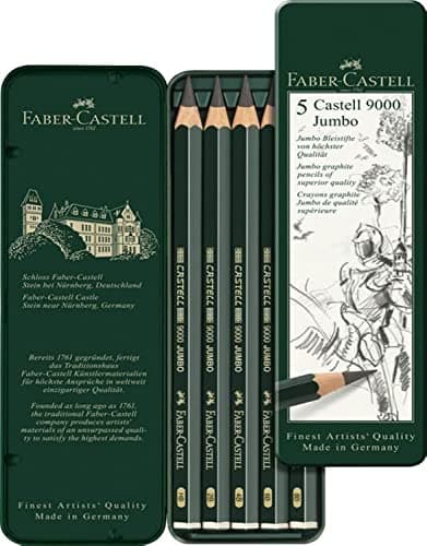 Image of Faber-Castell 9000 Graphite Pencil in Jumbo Tin Case 5-Pieces