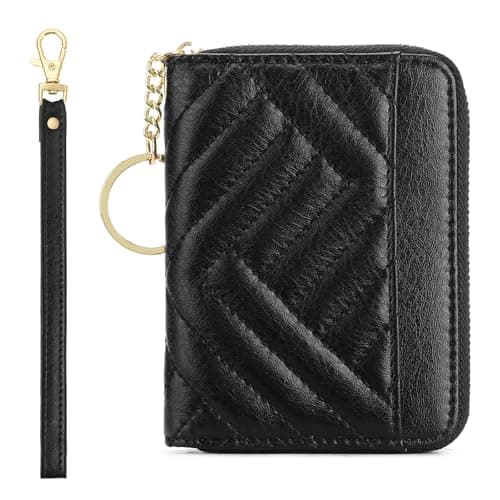 Image of GAEKEAO Small Credit Card Holder Women Leather Card Wallet Womens RFID Blocking Compact Wallets with Zipper Coin Purse