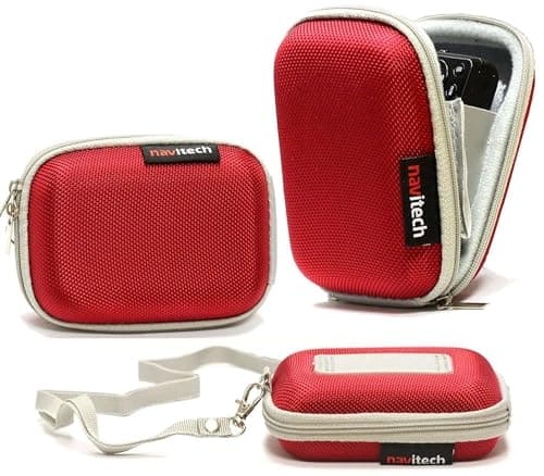 Image of Navitech Red Hard Protective Earphone/Headphone Case Compatible with The Panasonic RP-HJE125E Earphones