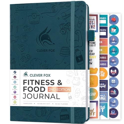Image of Clever Fox Fitness & Food Journal – Nutrition & Workout Planner for Women & Men – Diet & Gym Exercise Log Book with Calendars, Diet & Training Trackers - Undated, A5 Size, Hardcover (Dark Teal)
