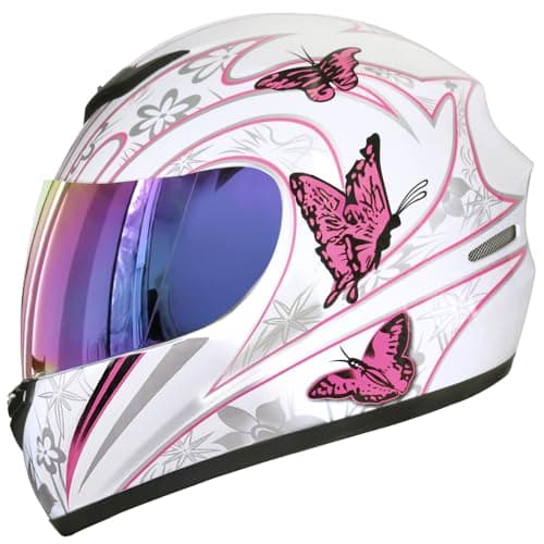 Image of Zorax ZOR-819 Pink Butterfly XS (53-54cm) Full Face Motorbike Motorcycle Helmet Road Legal ECE 2206 + Iridium Visor