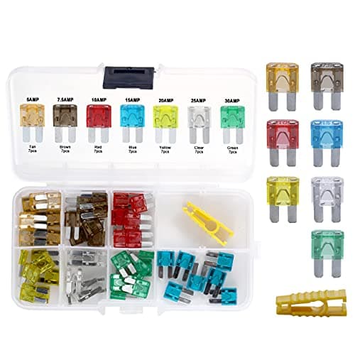 Image of ACBungji Upgraded Micro II 2 Blade Fuse Kit Assortment 5A 7.5A 10A 15A 20A 25A 30A ATO ATC 50 Pieces for SUV Truck RV