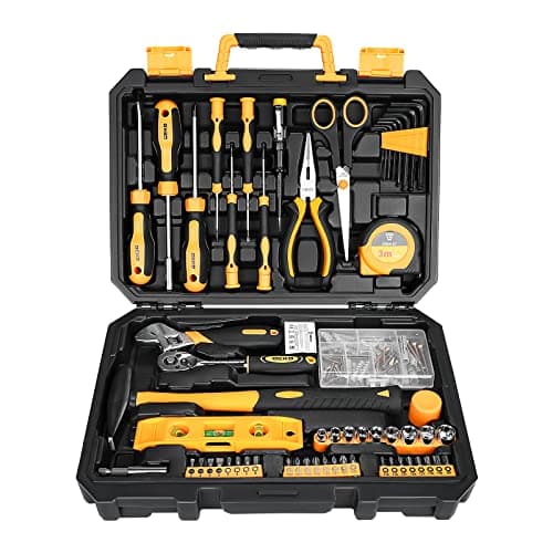 Image of DEKOPRO 138 Piece Home Tool Kit, Universal Repair Tool Set with Plastic Tool Box Storage Case