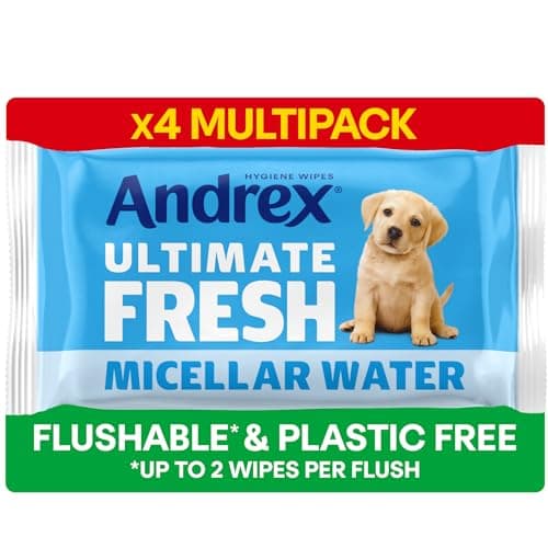 Image of Andrex Ultimate Fresh Washlets, 4-Pack - Gentle, Biodegradable, Flushable Toilet Wipes for Everyday Hygiene
