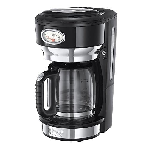 Image of Russell Hobbs Retro Stainless Steel Coffee Maker – with Mug Crystal Vase Black