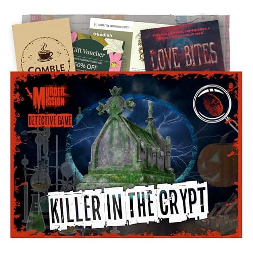 Image of Murder Mission - Murder Mystery Game - Detective Killer Case Files - Date Night, Party Groups - Unsolved Cryptic Games - Killer In The Crypt