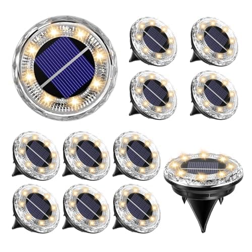 Image of Solar Lights Outdoor Garden, 12 Pack Mini Solar Garden Lights Outdoor Waterproof IP65, 8 LEDs Small Solar Ground Lights for Pathway Lighting, Driveway, Lawn, Patio, Walkway & Landscape Lighting