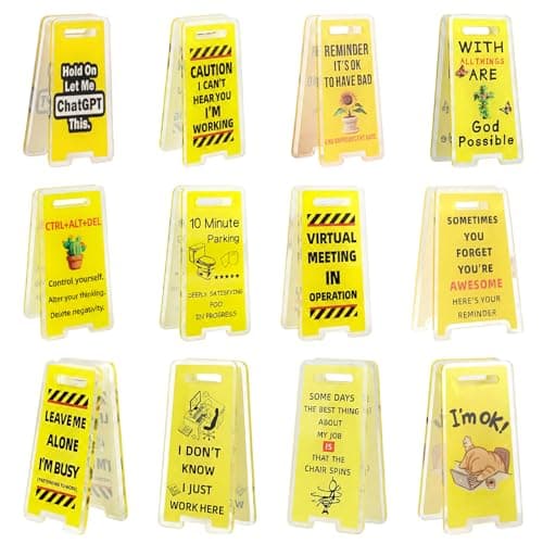 Image of Funny Desk Sign Clips, 12 Pcs Mini Funny Desk Accessories with I'm Busy Prints, Novelty Office Gifts for Colleagues Home Desk Decor
