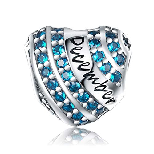Image of YOUFENG Jewellery S925 Sterling Silver Birthstone Charms Fit for Pandora Charms Bracelet Love Heart Birthday Gifts Crystal Charm