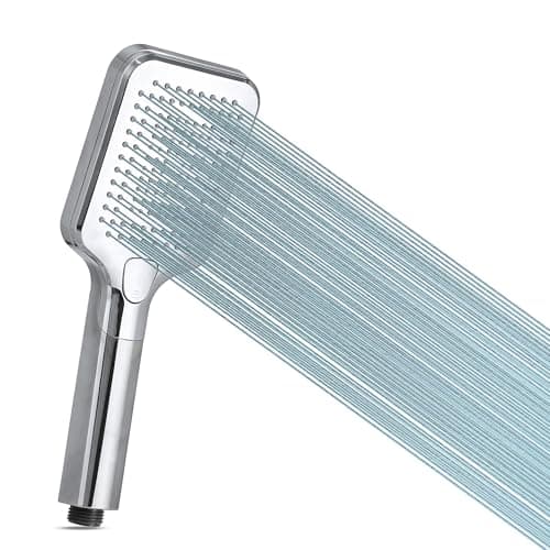 Image of AQUALONA® Chrome Narva Handheld Shower Head - Boosts Water Pressure - Rub Clean Technology - Standard BSP Connection - Adult, Children, Pet, Home, Gym - 3 Spray Patterns - Universal