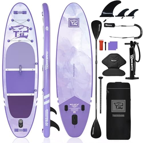 Image of Defender Pro Inflatable Paddle Board 320 x 82 x 15cm, UV Purple Gradient SUP with Seat, Adjustable Paddle & Complete Accessories, Stable All-Around Design