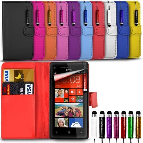 Image of Alcatel One Touch Pixi 4 (5.0 inch) 5045 Premium PU Leather Wallet Flip Skin Case Cover with Mini Capacitive Stylus Touch Screen Pen - Black