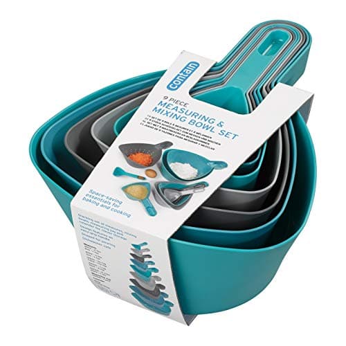 Image of Chef Aid Contain Nesting Mixing and Measuring Set, Blue and Grey, 121.0 x 239.0 x 310.0 mm