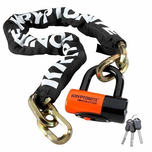 Image of Kryptonite New York 1210 Bike Chain Lock, 3.25 Feet Long Heavy Duty Anti-Theft Sold Secure Gold Bicycle Chain Lock with Evolution Disc Lock and Keys for Ultimate Security E-Bike, Motorcycle, Scooter