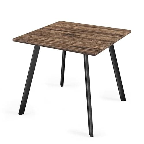 Image of URBNLIVING 4-Seater Square Table 80x80cm, Wood Finish Top, Metal Legs, 75cm Height, Compact Modern Dining Furniture for Kitchen or Small Spaces