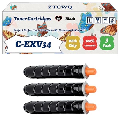 Image of Compatible for Canon C-EXV34 Toner Cartridges Work for Canon iR ADVANCE C2225i C2230i iRC2020 iRC2020i iRC2020L Printers (3 Pack Black)