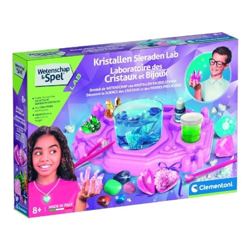 Image of Clementoni Science & Jeu - Crystal Jewellery Laboratory - Fun Chemistry Kit with Gemstones Included - Educational Experiences for Children from 8 Years