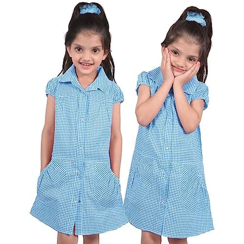 Image of A2Z 4 Kids Girls Pack of 2 Uniform School Dress Soft Comfortable - UF Dress 647 Blue 2 Pack 3-4