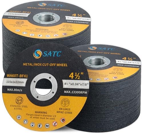 Image of SATC 115mm Cutting Discs 100-Piece for Angle Grinder Durable Metal Cutting Disc Ultra Thin 1mm for Fast & Precise Cutting of Steel, Iron, Aluminum, & Ferrous Metals